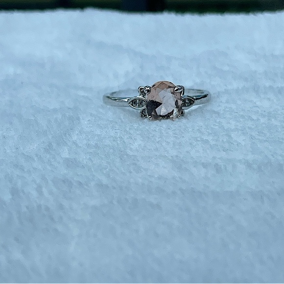Size 9• Lab Created Peach Quartz•Rhodium Plated•Bomb Party - Picture 10 of 10